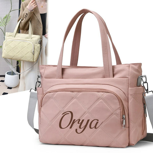 Personalized Name Simple Mommy Bag Large Capacity Solid Color Single Shoulder Crossbody Bag Baby Diaper Storage Bags