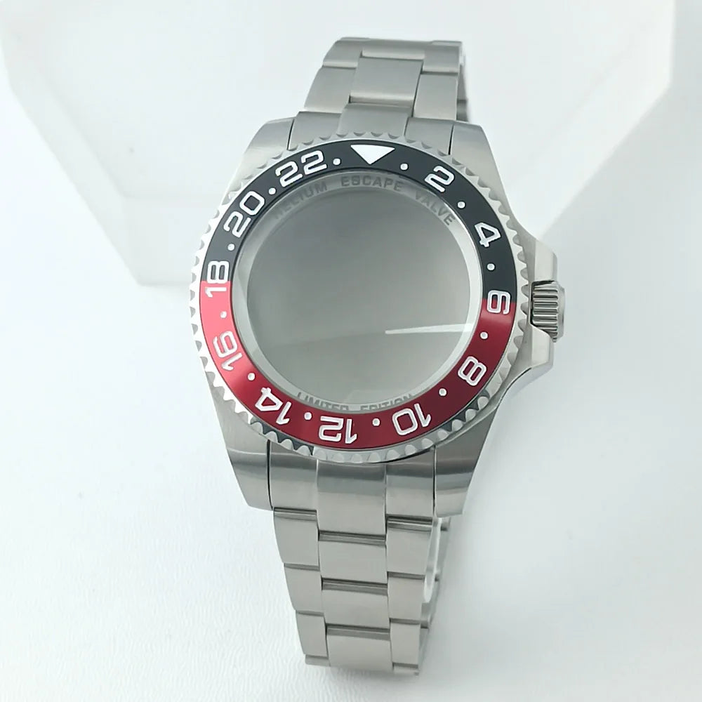 44MM Ceramic Bezel Case Silver SEA Big DEEP Homage Sapphire Crystal Watch Case Stainless 21MM Watch Strap Fit NH35 NH36 Movement