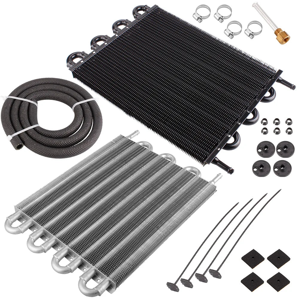 4 Row 6 Row 8 Row Aluminum Universal Oil Cooler Oil Radiator Car Air Conditioning Tube Belt Auto-Manual Radiator Converter Kit