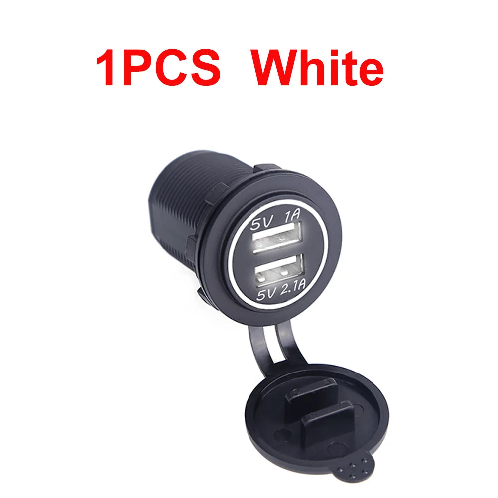 Universal Car Charger USB Vehicle DC12V-24V Waterproof Dual USB Charger 2 Port Power Socket 5V 2.1A/1A car-charger