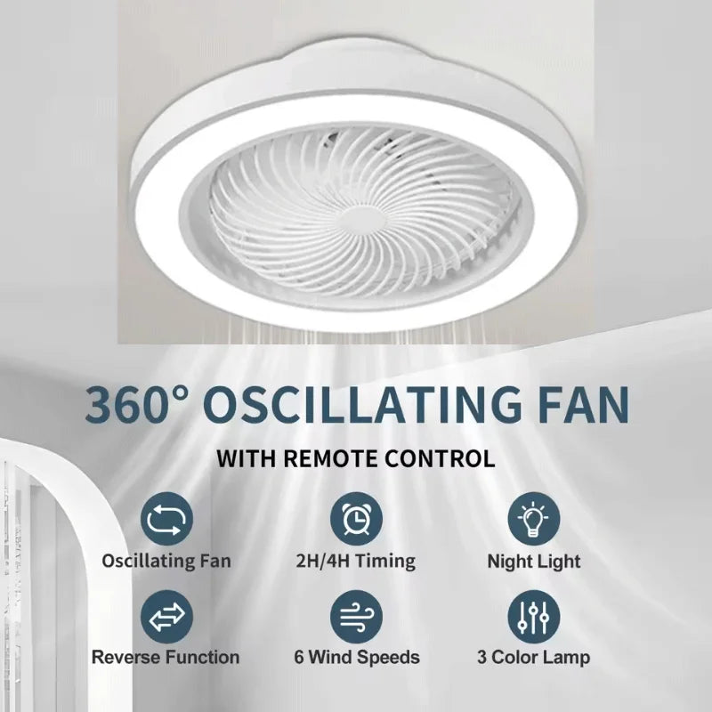 360 Degree Enclosed Circular Fan Light with Remote Control, 3-color Light, Ceiling Light for Living Room, Bedroom, Dining Room