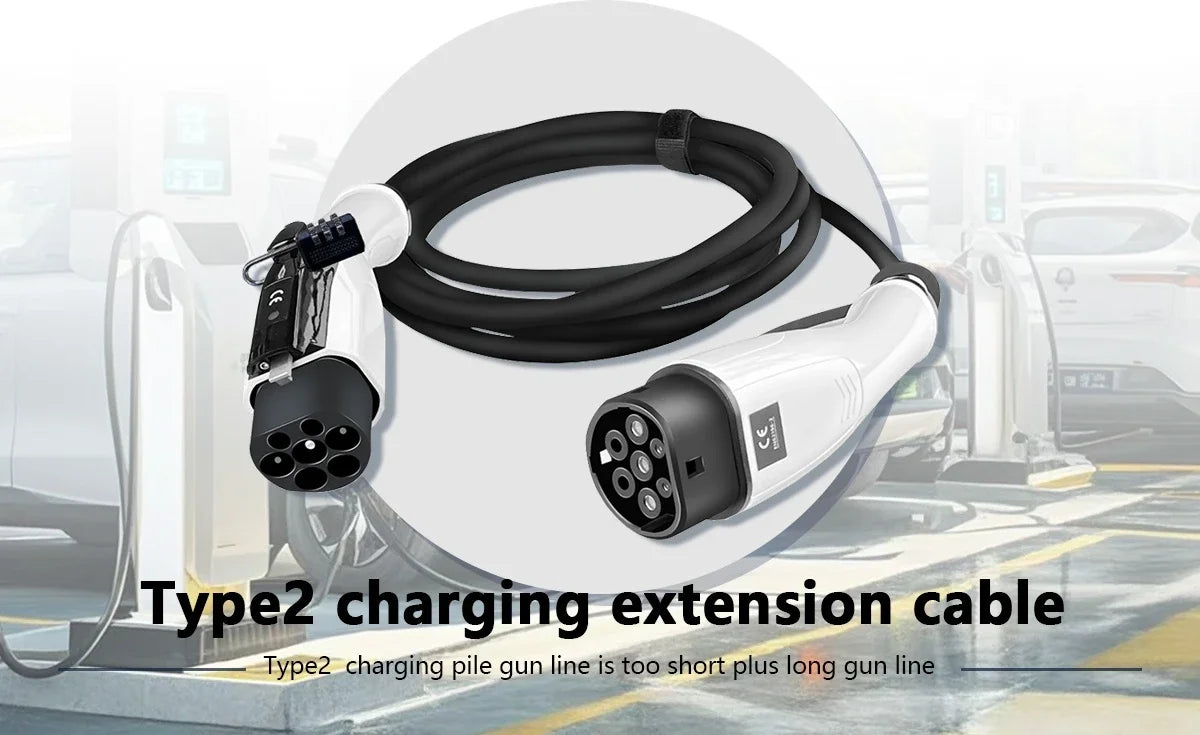 For wired charging stations Portable EV Charging Cable 32A 22KW 3 Phase Electric Car Charger 3.5KW 16A 1 Phase Anti-theft strap
