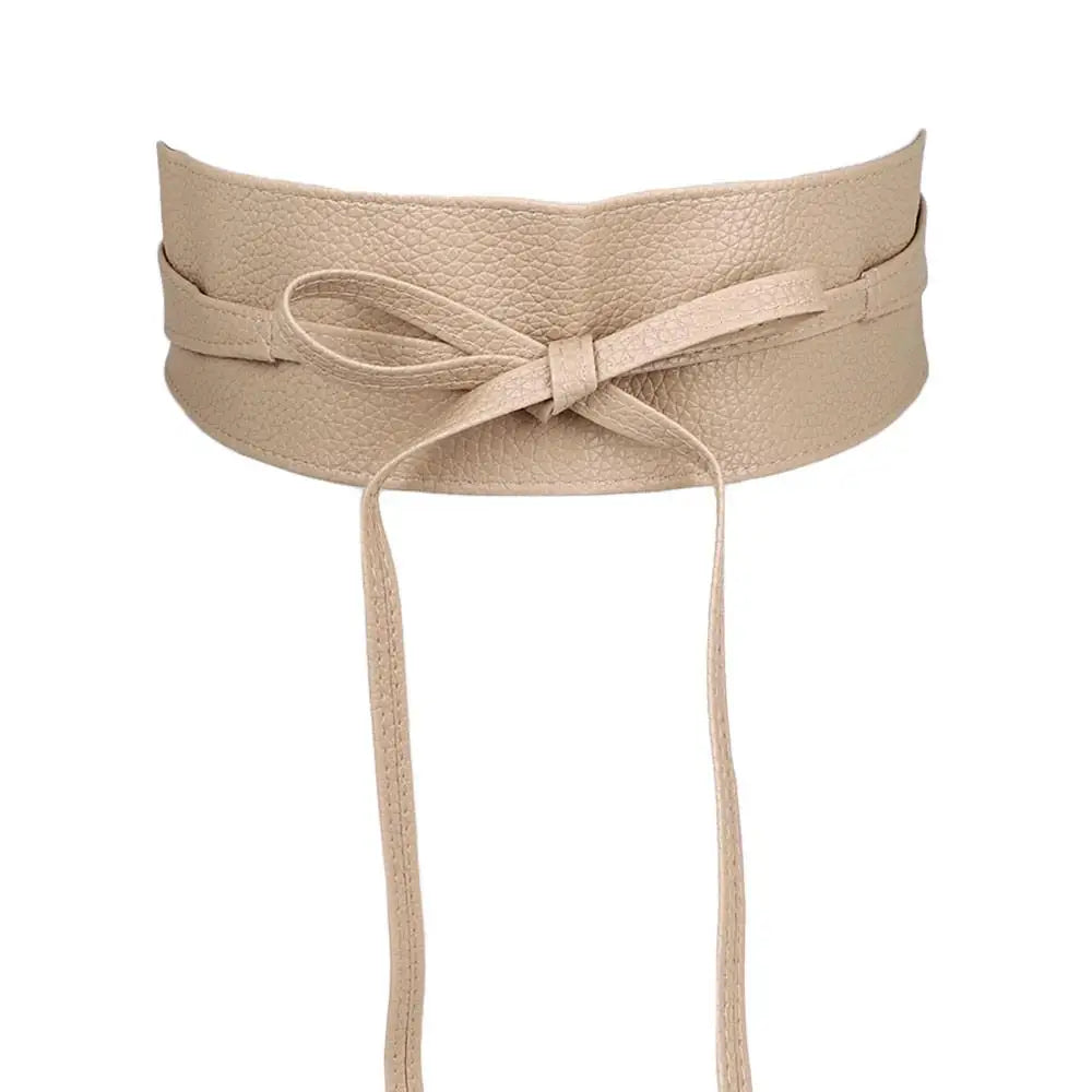 Dress Accessories for Female Soft Leather Elegant Bow Belt Ladies  Girls Belt Wide Self Tie Wrap Around Waist Band Dress Belt