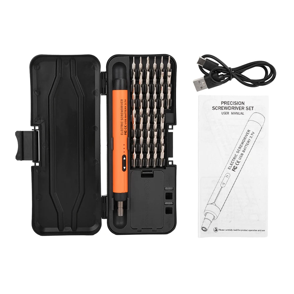 USB Electric Screwdriver Set High Torque Screwdriver Power Tool Mini Drill Bits Precision Screwdriver Head Kit Home Repair Tools