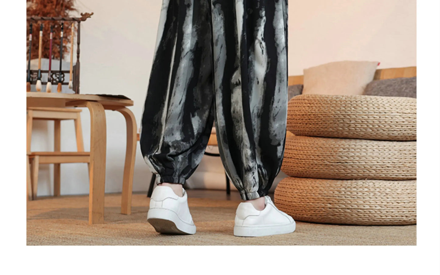 Summer Men Wide-leg Pants Male Retro Harem Pants Mens Hiphop Streetwear Harajuku Style Casual Pants Women Jogging Trousers