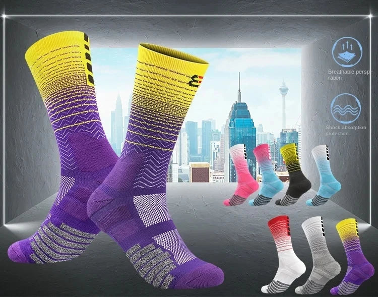 Sport Cycling Basketball Socks Compression Running Man Black Trend Breathable Long Hiking Damping Athletic Professional Big Kids