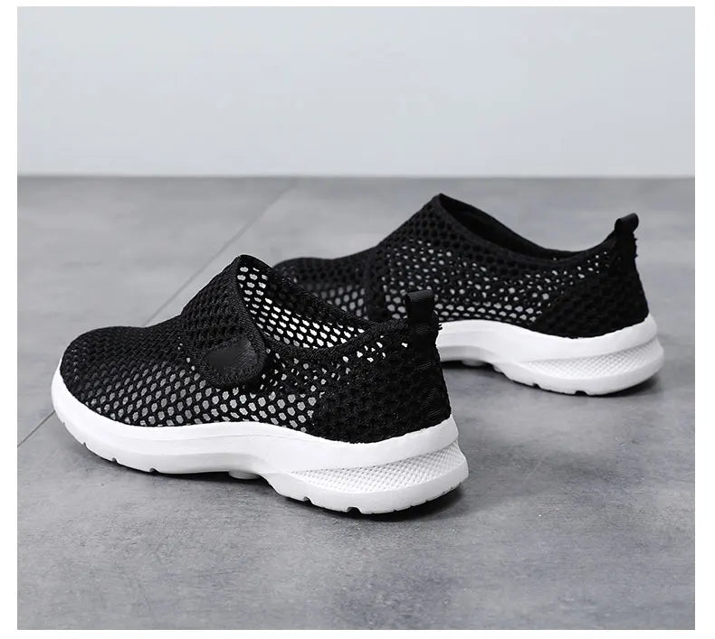Women Mesh Shoes Summer Sports Black Outdoor Comfortable Loafers Monk Sneakers Girls For Walking Flats Mother Gift