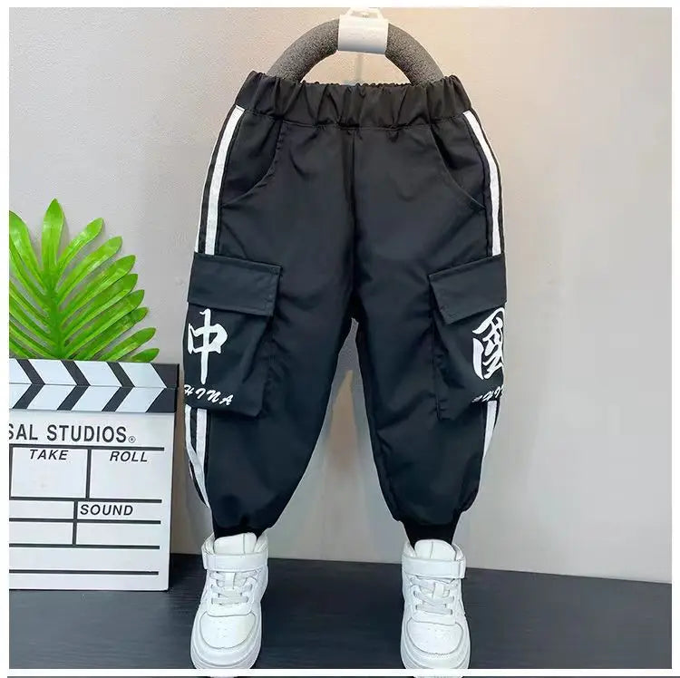 Baby Boys' Clothing Set Spring and Autumn New Handsome Children's Hooded Jacket Pants Two Piece Clothing Sports Set 2-9Y