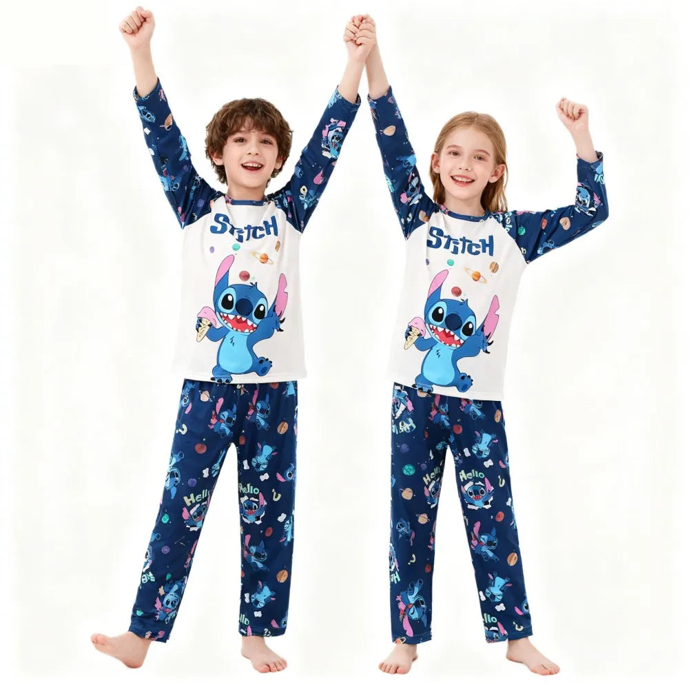 Kids Stitch Pajamas 2pcs/set for Boys Girls Home Wear Kids Casual Sleepwear Long Sleeve Pajamas Bottoms Suit Cute Gifts