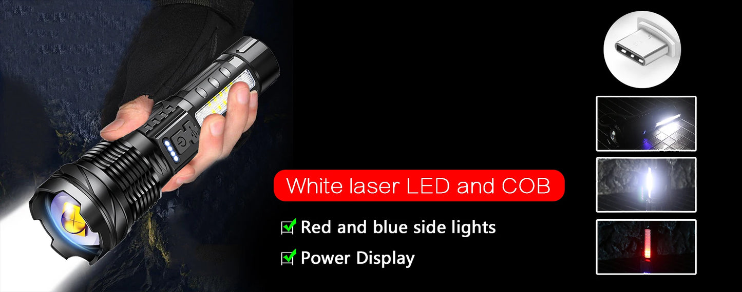 USB Rechargeable LED Flashlights High Lumens Super Bright Tactical Handheld Flash Light Zoomable,Waterproof  Emergency Lantern