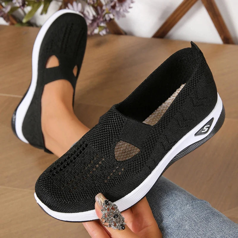 Women's Sneakers Breathable Slip on Walking Shoes Mesh Low Top Ladies Vulcanized shoes Soft Sole Lightweight Casual Shoes