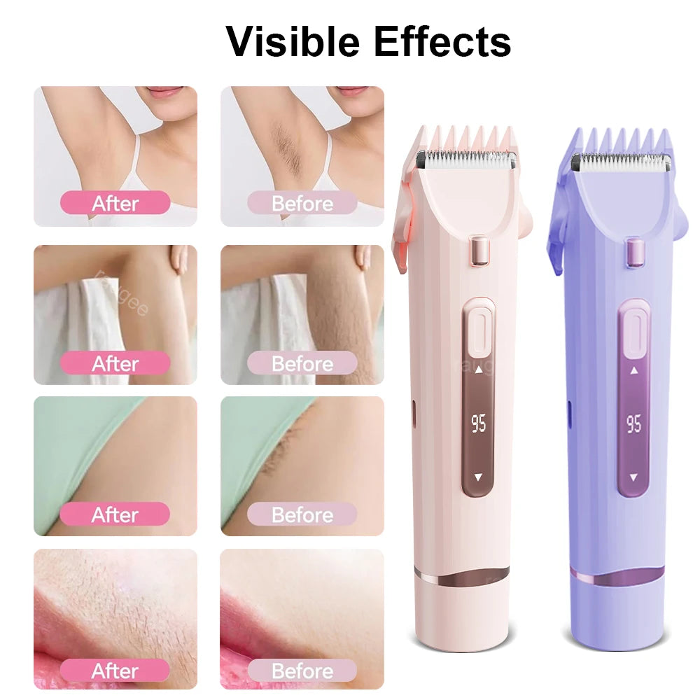 Electric Hair Shaver 2 in 1 Dual-Head Women Razor Body Bikini Hair Remover USB Rechargeable Painless Legs Underarm Hair Trimmer