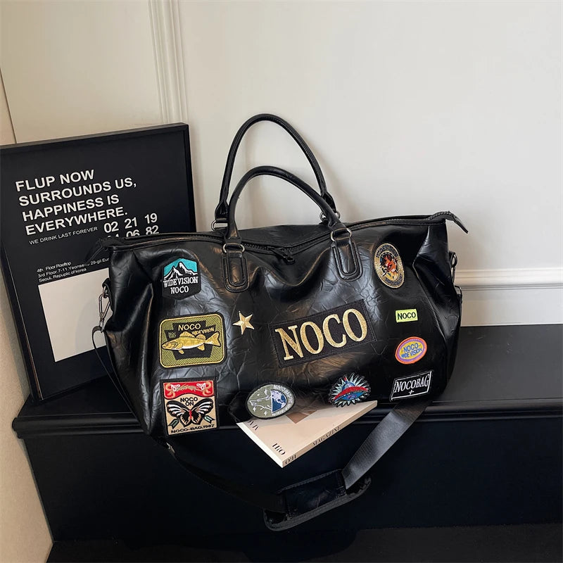 Fitness Travel Bag Suitable for Both Men and Women, Can Be Carried by Hand, Worn over the Shoulder or Cross-Body， Pu Leather Bag