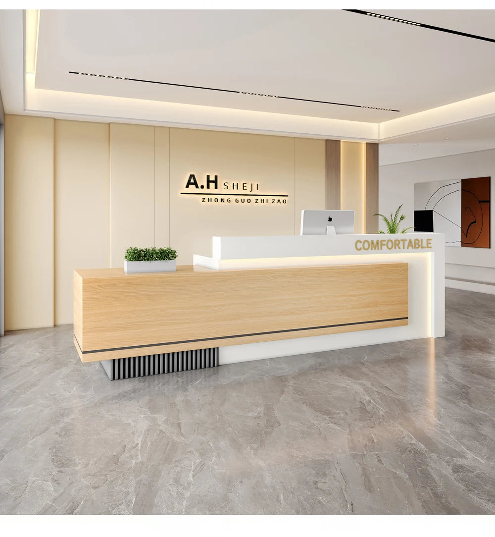 Luxury European Reception Desks Trendy Simple Unique Reception Desk Quality Elegant Comptoir Magasin Commercial Furniture