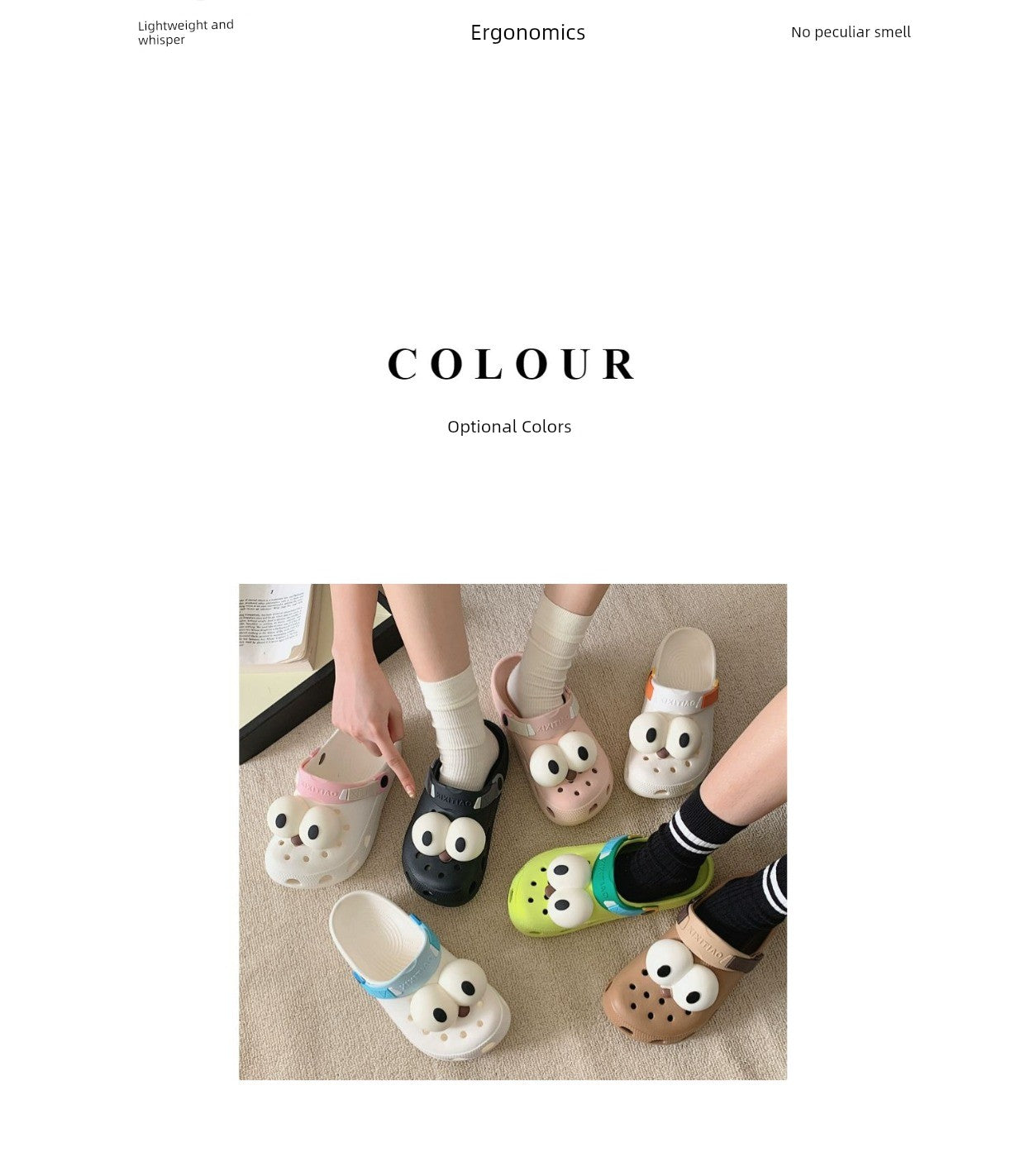 Thin Strip Fun Cartoon Funny Big Eye Couple Hole Shoes Outdoor Non-Slip Pump Beach Shoes Baby Boy and Girl Summer