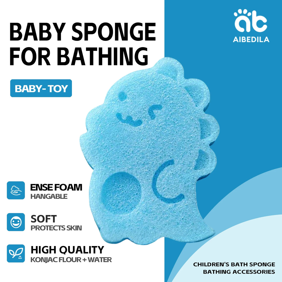 AIBEDILA Children's Bath Sponge Cute Baby Shower Sponge Cleanser Brush Soft Skin-friendly Bath Rubbing Kids Sponge Newborn