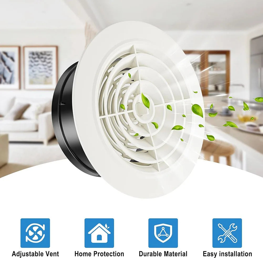 1pc Vent Grill For Hole 75-200mm Round Adjustable Wall Interior Vent Ventilation Grille Cover Exterior Wall Ducting Ventilation