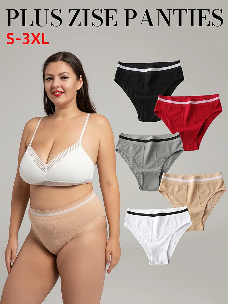 S-3XL 3-5Pcs Women Sport Briefs High Waist Panties Comfort Solid Color Underwear Sexy Underpants Intimate Lingerie Soft Briefs