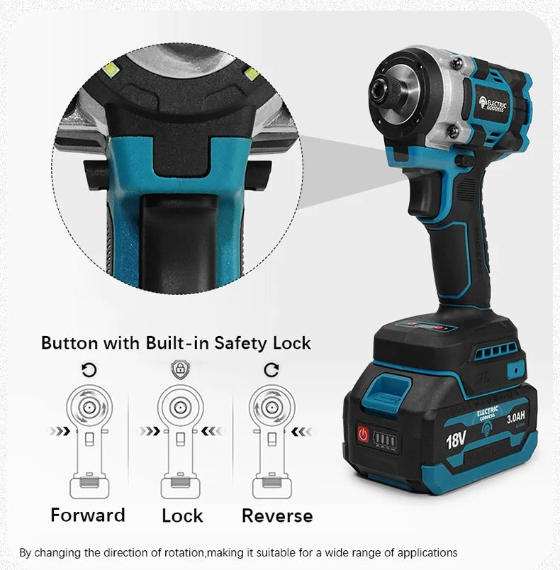 230NM Brushless Electric Screwdriver Multi-function Lithium Drill Cordless Driver Battery Set For Makita 18V Battery Pin
