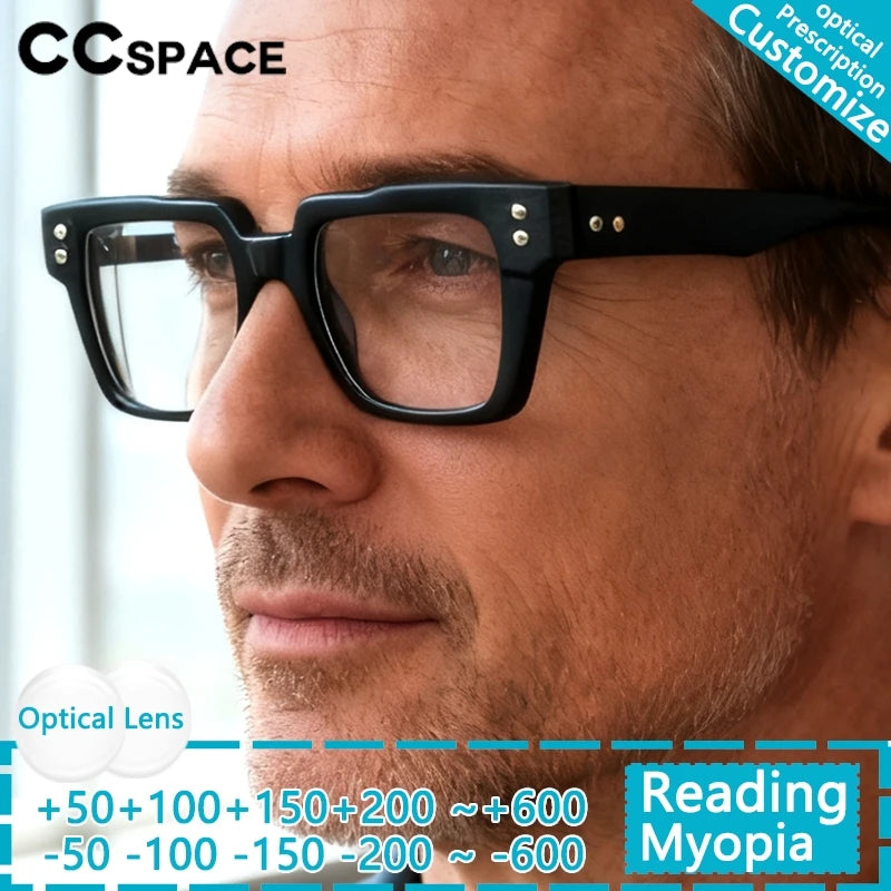Retro Square Acetate Glasses Men Reading Glasses Progressive Multifocal Lens Sunglasses Lenses Color Changing Lenses