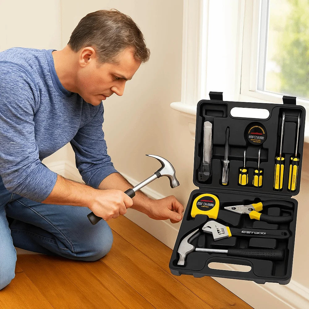 Carbon Steel Gift Tools Set Multi-Function Hard Case Hand Tools Set Portable Wireless Charging Complete Toolbox DIY Projects