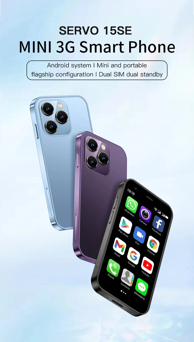 Hot Selling Mini Smartphone 3G WCDMA 3.0"Display Dual SIM Android System WiFi GPS 2GB+16GB Play Store Small Portable Smart Phone