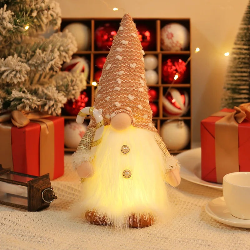 Christmas Gnome LED Night Light 2025 - Sequins Faceless Doll Ornament, Xmas Decor Gift for New Year Holiday