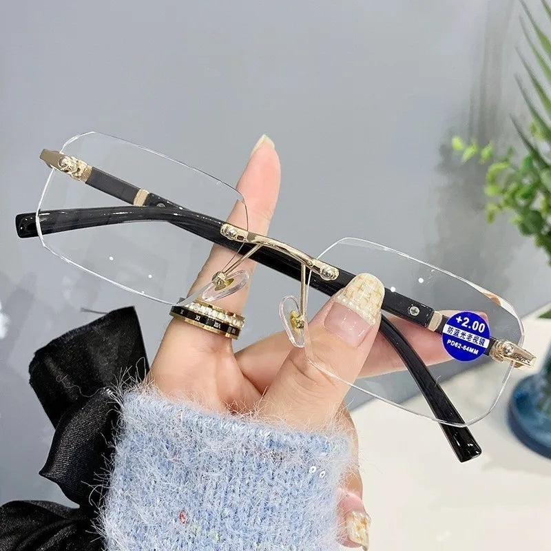 Rimless Frame Reading Glass for Men and Women with Grade +100°~+400°