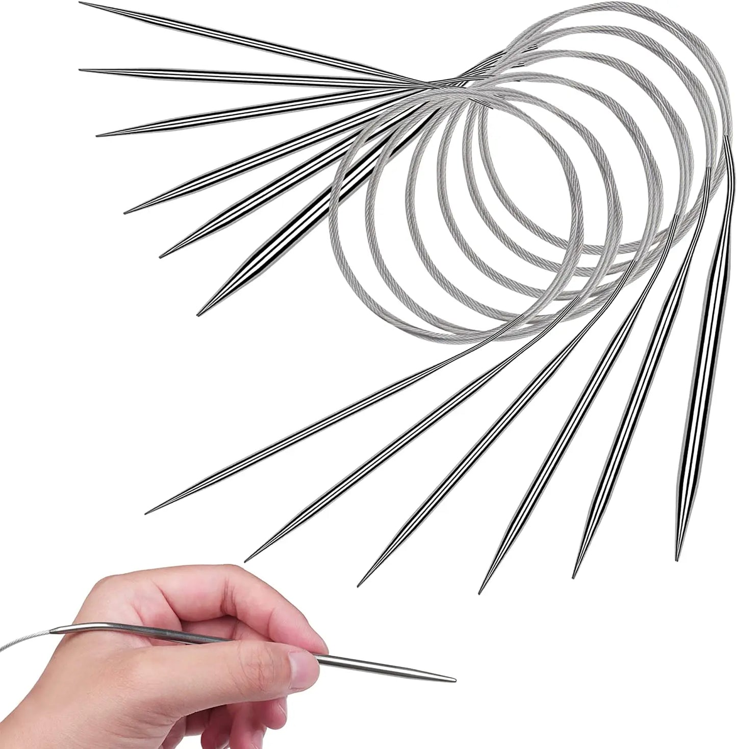 43/60/80/100/120cm Stainless Steel Circular Knitting Needles Crochet Needles For Knitting DIY Weaving Pins Needle Craft Tools