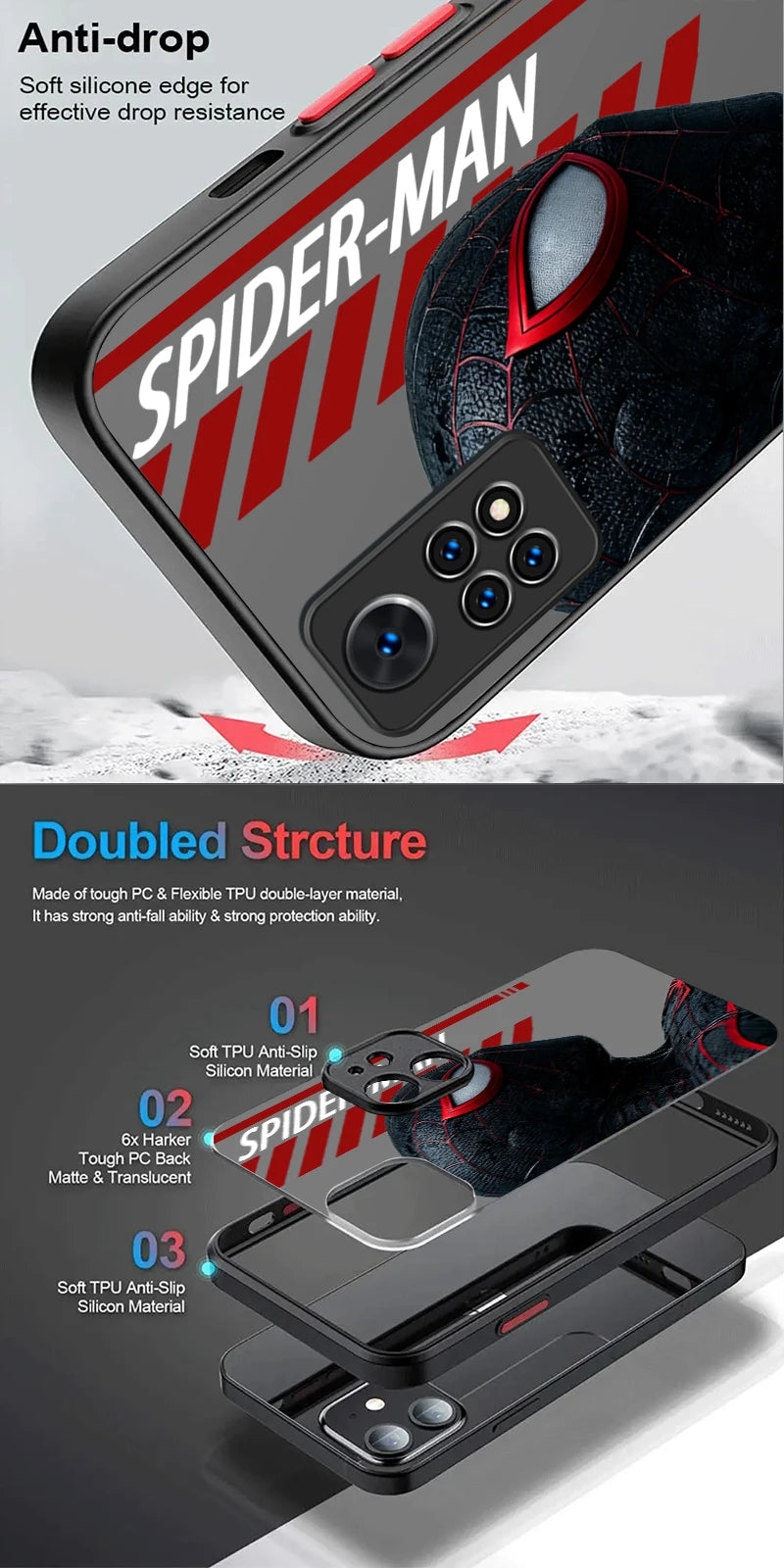 Bat Spider Man Venom Hulk Case For Xiaomi Redmi Note 14 13 12 11 Pro Plus 5G 12S 11S 10S 10 9 Redmi 14C 13C 12C 12 4G A3 A3X