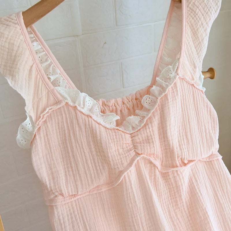 Cotton Solid Color Long Style Nightgown for Women Sleepwear Spring Summer and Autumn Casual Wear Cool Night Gown for Women