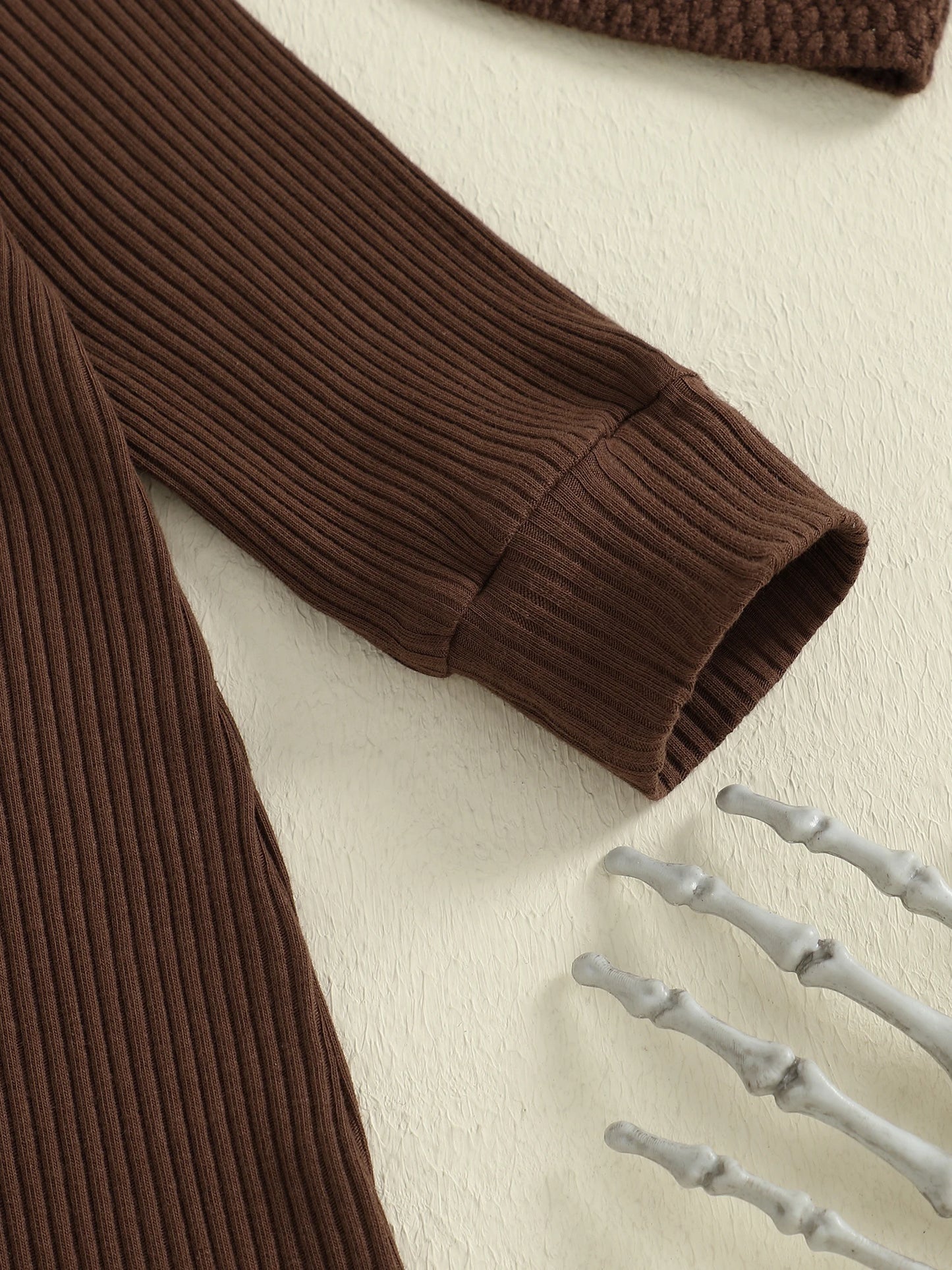 Infant Baby Boy Halloween Outfit Little Mandrake Jumpsuit Long Sleeve Ribbed Zipper Romper with Knit Hat Magic Baby Outfit