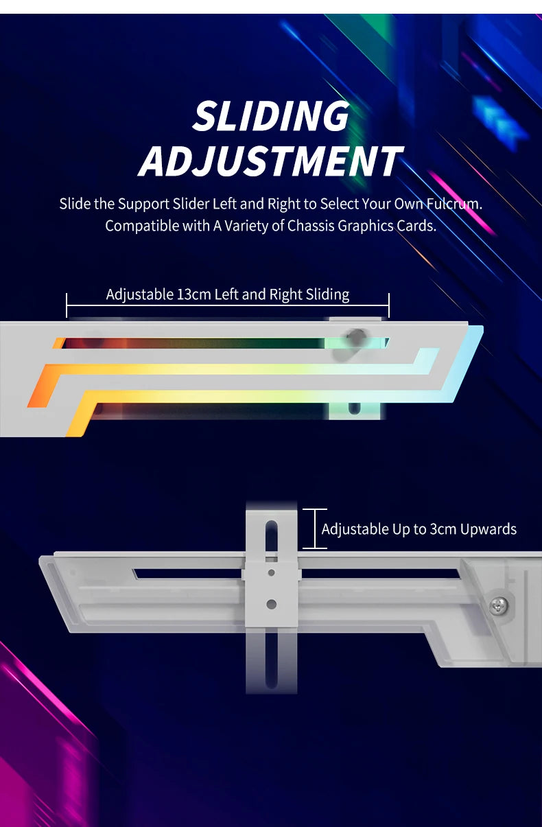 Power Train Z-X6 Graphics Card Bracket Temperature Display 5V 3PIN ARGB AURA SYNC Graphics Card VGA Holder Height Adjustable