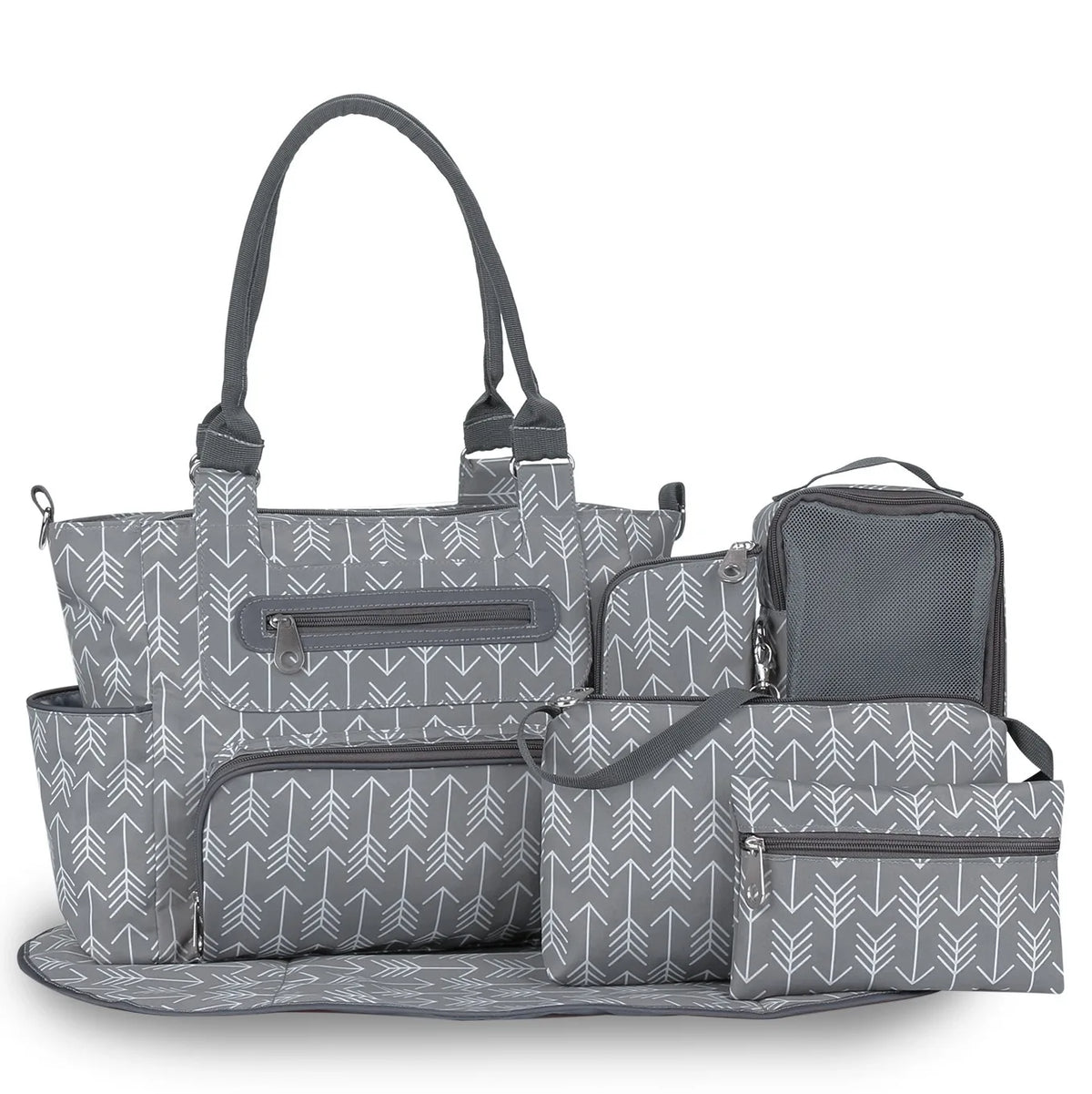 Women Shoulder Bag Travel 7 Pcs/Set Baby Diaper Bags Go Out Large Capacity Newborn Nappy  Bag with Changing Pad Multi-functional