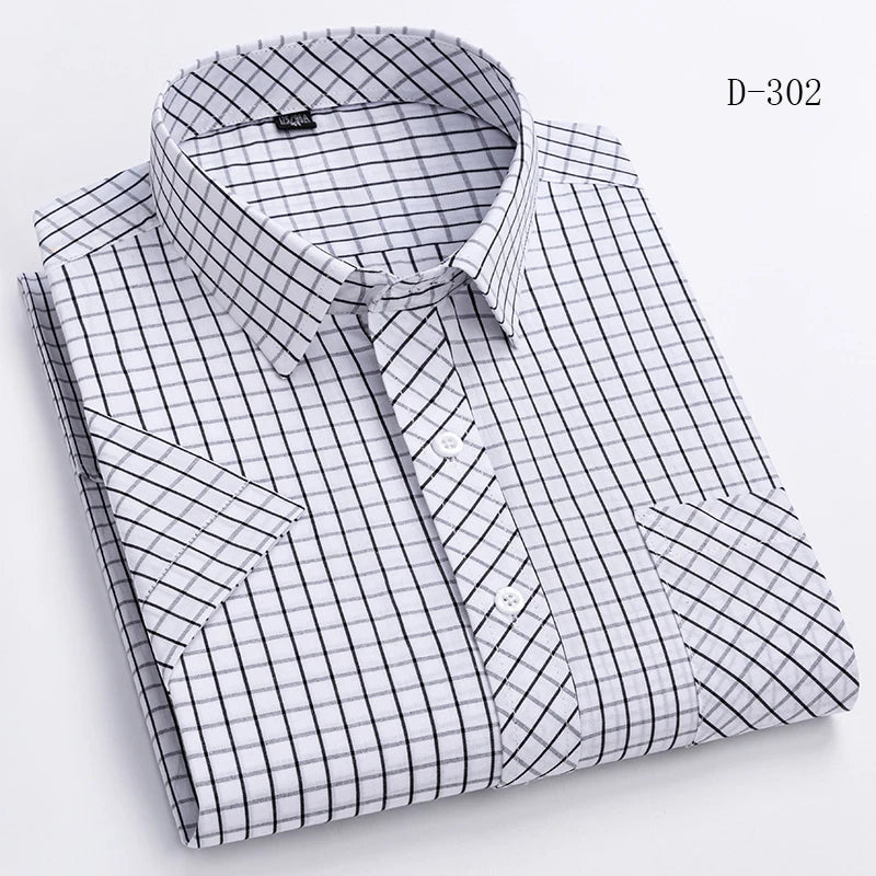 Short Sleeve Shirts For Man Summer England Preppy Classic Checked Clothing New Fashion Plaid Cotton Businessman Casual Shirts