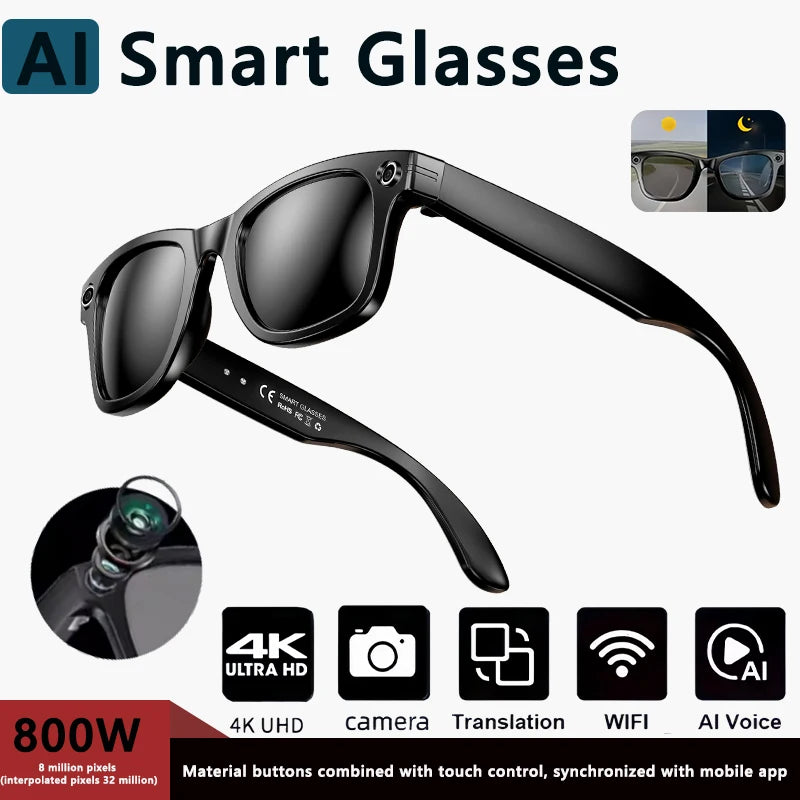 2025 Smart Glasses Photography Video AI Intelligent Interactive Translation Smart Sunglasses Bluetooth Call Music Play For IOS