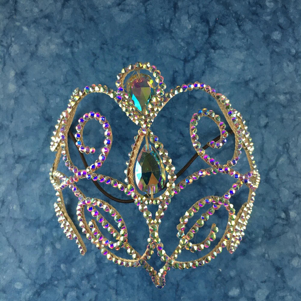 Stonefans Gorgeous Belly Dance Headpiece Headband Bridal Hair Jewelry Hollow Colourful Rhinestone Head Chain for Women Ballroom