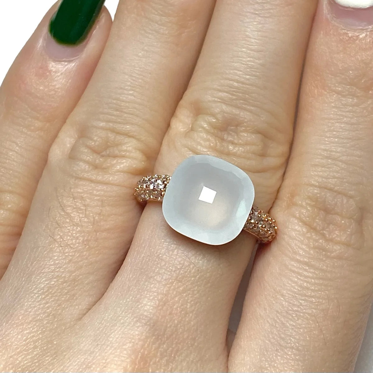 12.6mm   Ring Candy Style Zircon Ring Flat Pink Green Purple Crystal Ring For Women Candy Ring Fashion Jewelry Gift
