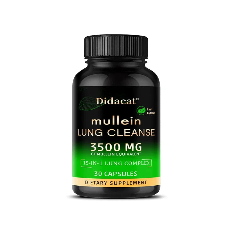 Mullein Leaf Extract Supplement Vitamin C Mineral Lung Cleansing Immune System Support 120 Capsules Health Supplement