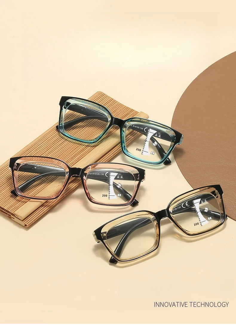 Fashionable Far and Near Dual-use Multifocal Reading Glasses New Anti Blue Light High-definition Eye Protection Glasses