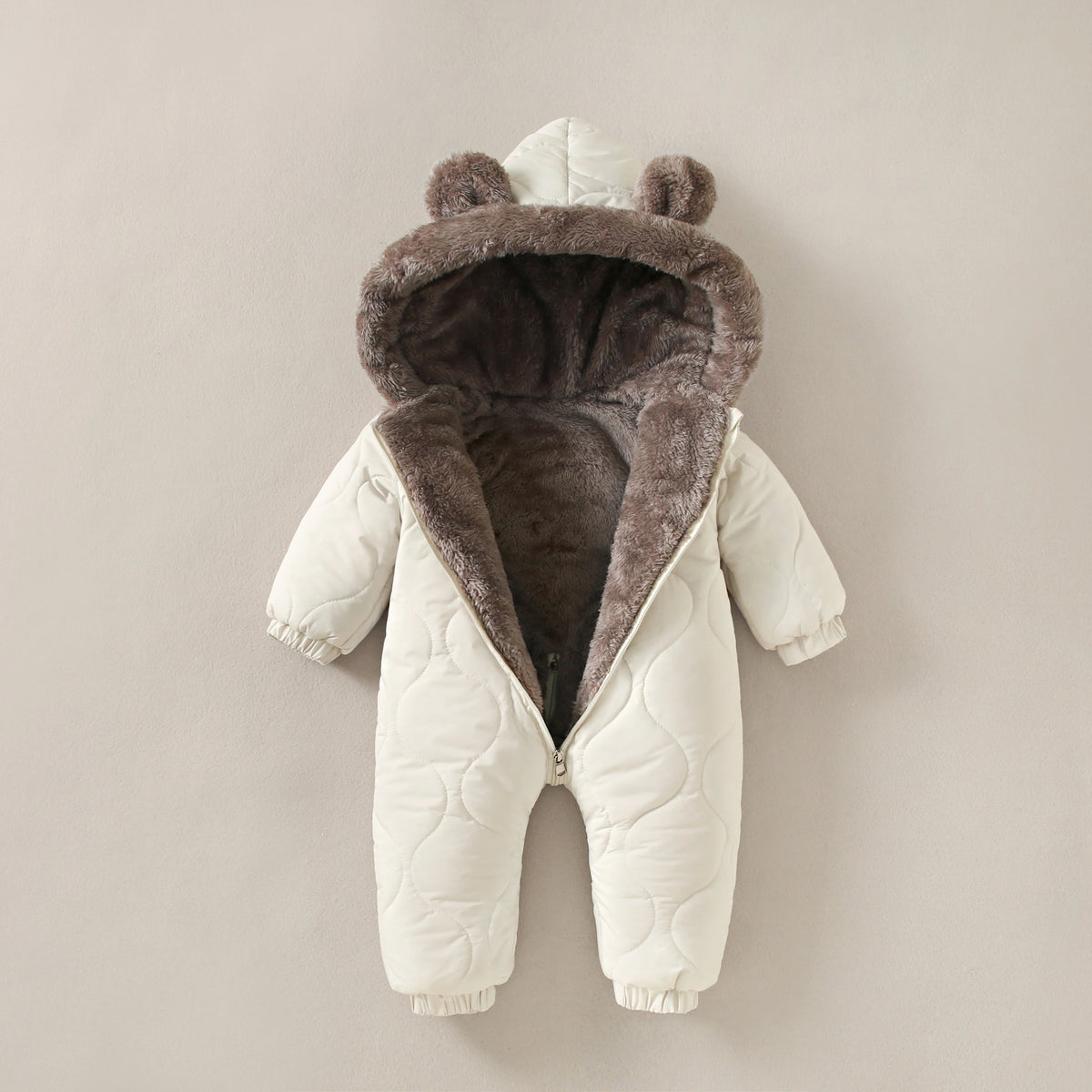 Boys New Born baby Clothes Autumn Winter Fleece-Lined Hooded Romper Pants Perfect for Outdoor Toddler Girl Little Girls Clothing