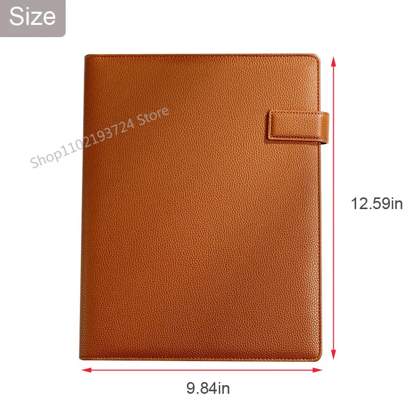 A4 Leather Padfolio Portfolio File Folder Man Document Holder Desk Organizer Executive Folders Calculator Briefcase for Office