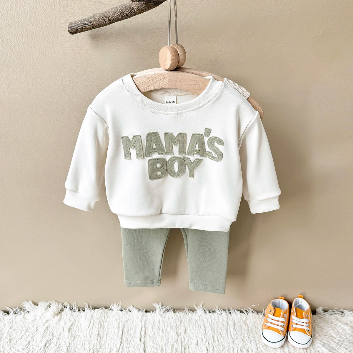 Baby Boy Clothes MAMA'S BOY Sets New Baby Girl Infant Outfit Sweatshirt Top Pants 2Pcs Long Sleeve Thicken Winter Infant Suit