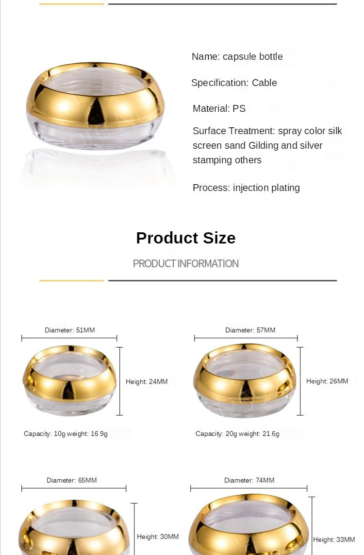 Capsule Bottles Gold Cap Silver Split Pills Acrylic Cream Jar Eyeshadow Sub Travel Box Empty Plastic Portable Storage Containers