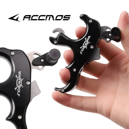 Handheld Aluminum Alloy 3 fingers Automatic Grip Caliper Release Aid Thumb Dispenser Archery Compound Bow Shooting Hunting
