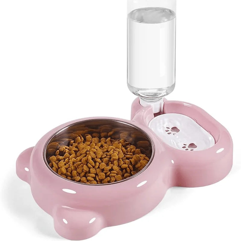Keep Your Pet Hydrated and Well-Fed with This 2-in-1 Food and Water Bowl Set and Automatic Water Bottle!