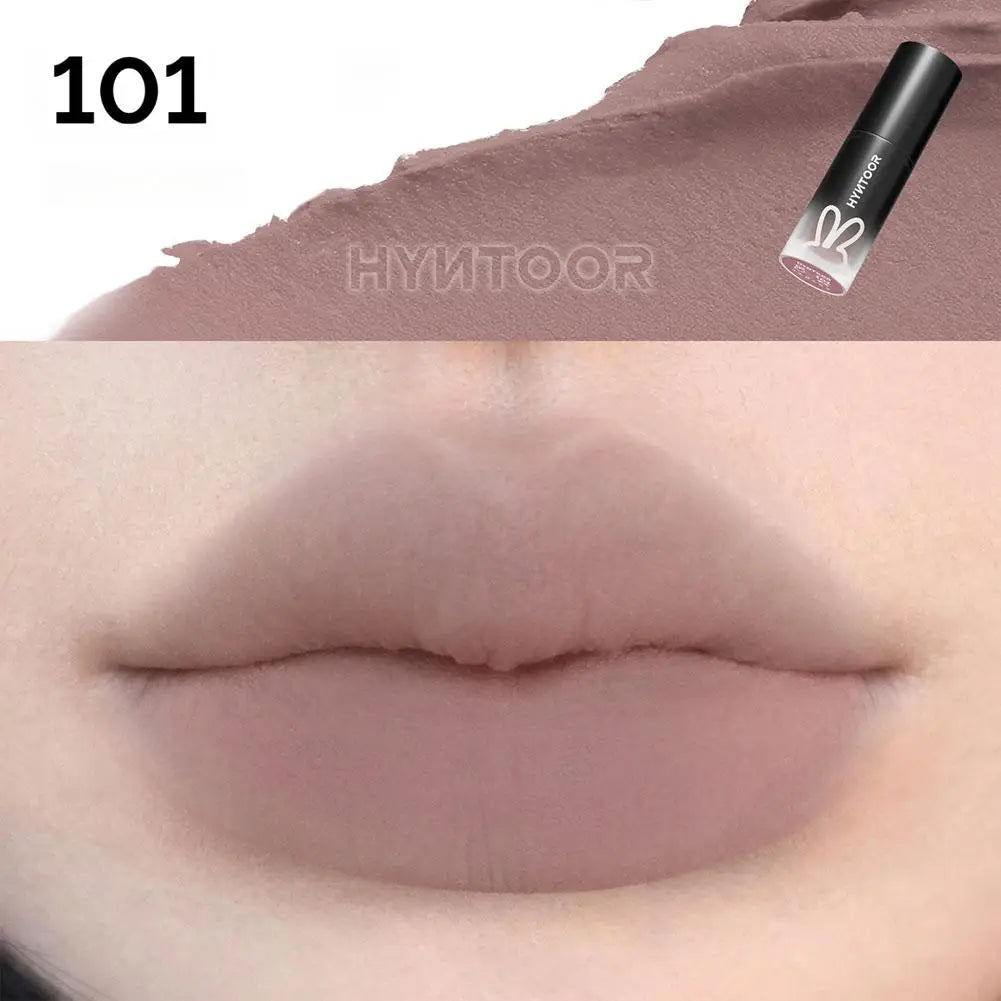Hyntoor Lipstick Matte Soft Mist Velvet Nude Black Gothic High Colors Lip Mud Non-stick Cup Lasting Korean Lipstick