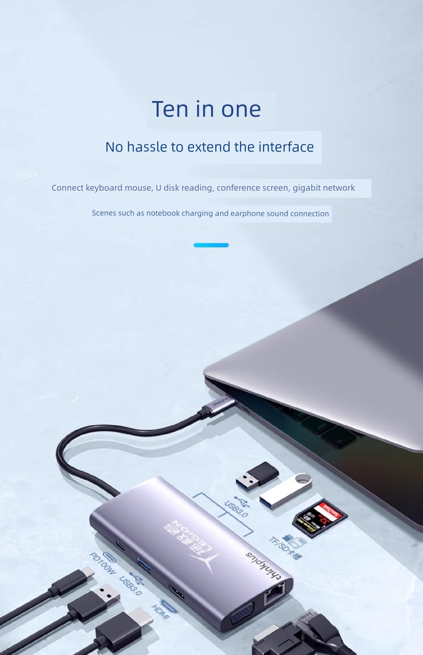 Lenovo Saver USB Cast Screen Network Cable Expansion Dock