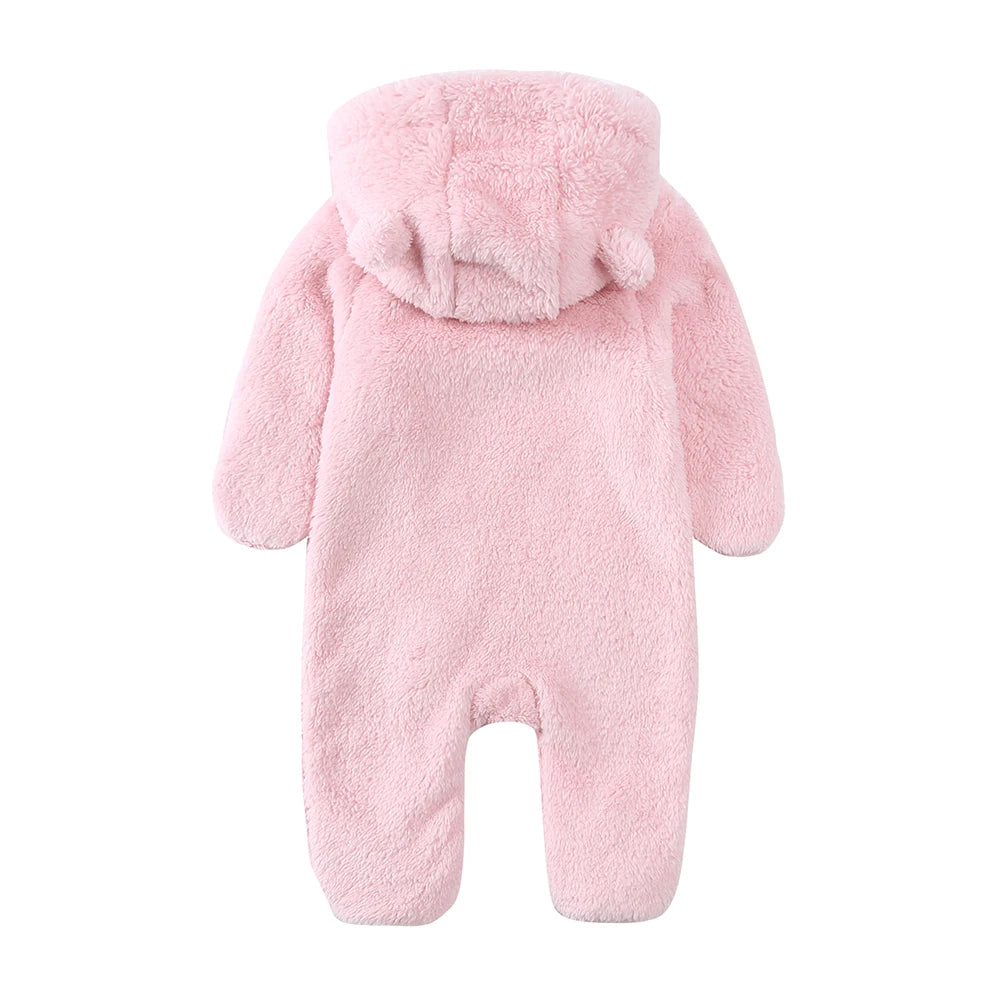 2025 Winter Thicken Fleece Newborn Baby Romper Soild Cotton Hoodies Infant Girl Onesie Toddler Boy Jumpsuits Warm Casual Outfits