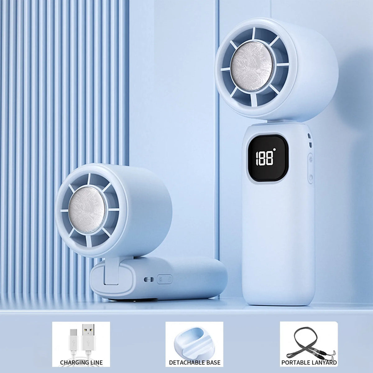 Cooling Handheld Mini Fan Digital Fan Usb Rechargeable Display Turbo Fan 100 Speed Adjustable Quiet Portable Personal Fan Indoor